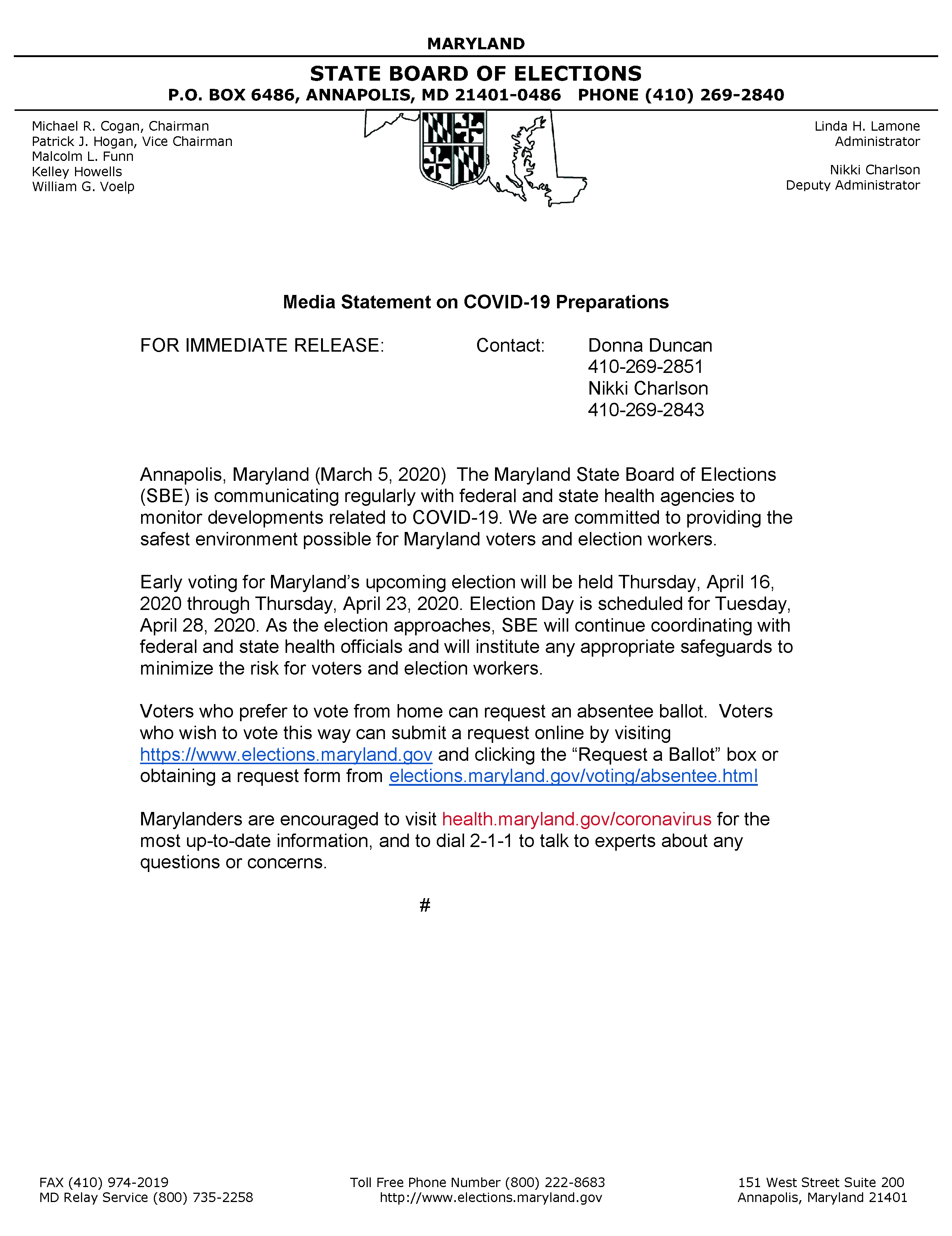 SBE COVID-19 Virus Preparations Media Release