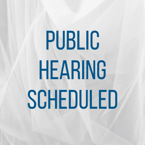 News Flash - Public Hearing Scheduled