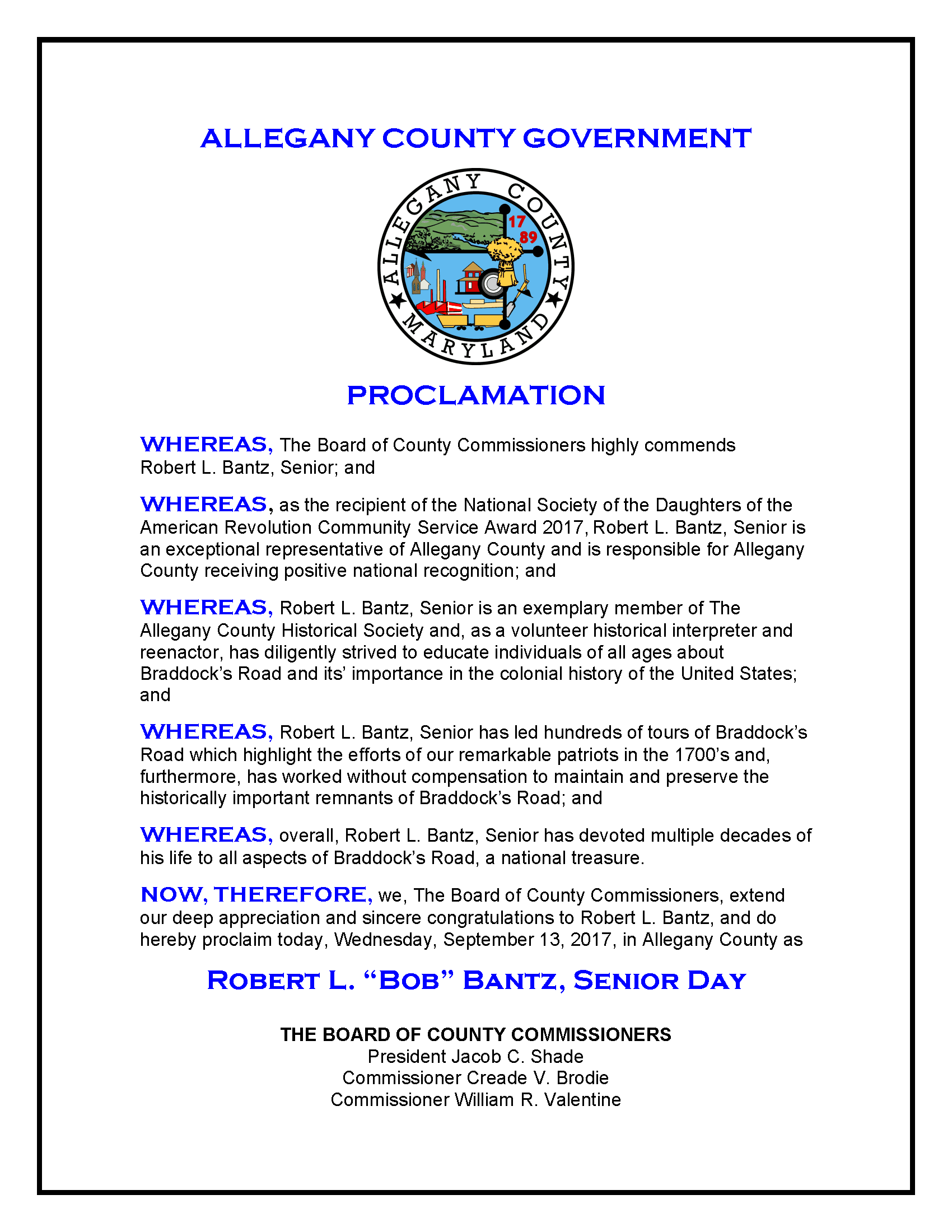 DAR Community Service Bantz 2017 Proclamation